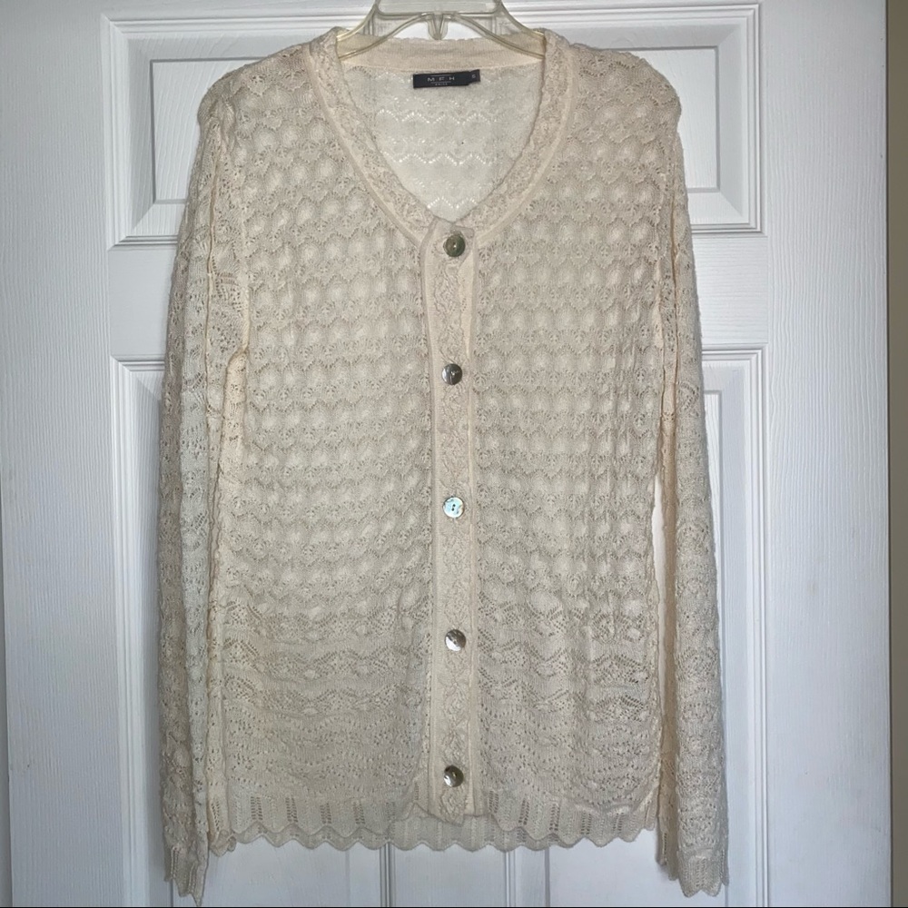 MFH Knits Peruvian 100% baby alpaca knit long sleeve cardigan sweater Peru small